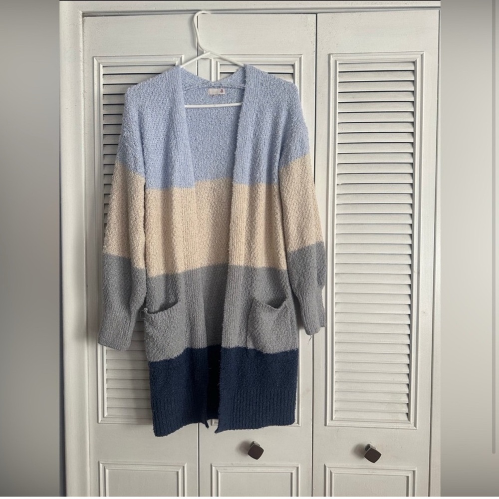 Colorblock Open Front Cardigan